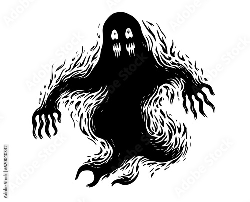 Scary Ghost Halloween Tattoo Print Ink Fear Joy Amusement Park Lunapark