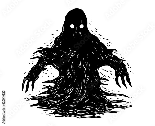 Scary Ghost Halloween Tattoo Print Ink Fear Joy Amusement Park Lunapark