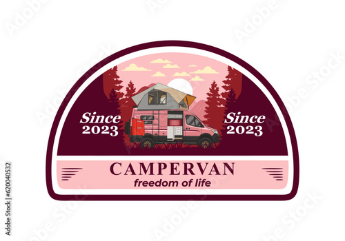 Large van with roof tent illustration design