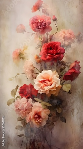 Red and Pink Floral Fine Art Portrait Texture. Photography Digital Background. Photoshop Overlays editing. Maternity Textures overlays. Photo Overlay. Red and Pink Floral Canvas digital backdrop.