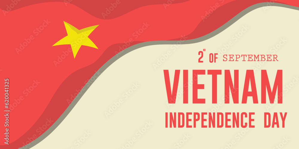 Vietnam happy independence day 2nd of September national holiday with a waving flag element design vector illustration.