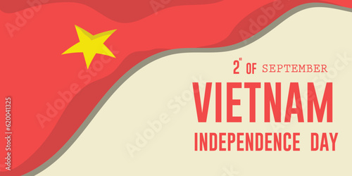 Vietnam happy independence day 2nd of September national holiday with a waving flag element design vector illustration.
