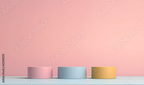 3D Podium Minimalist Cylinder Pedestal Product Display Presentation Platform Stage 