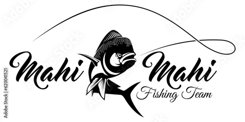 fishing logo Mahi mahi fish isolated background. modern vintage rustic logo design © EkoZero7