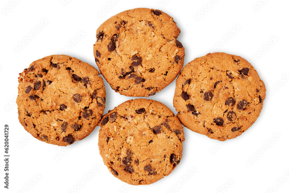 Oatmeal chocolate chip cookie isolated on transparent background. Oatmeal chocolate chip cookie isolated on transparent background.