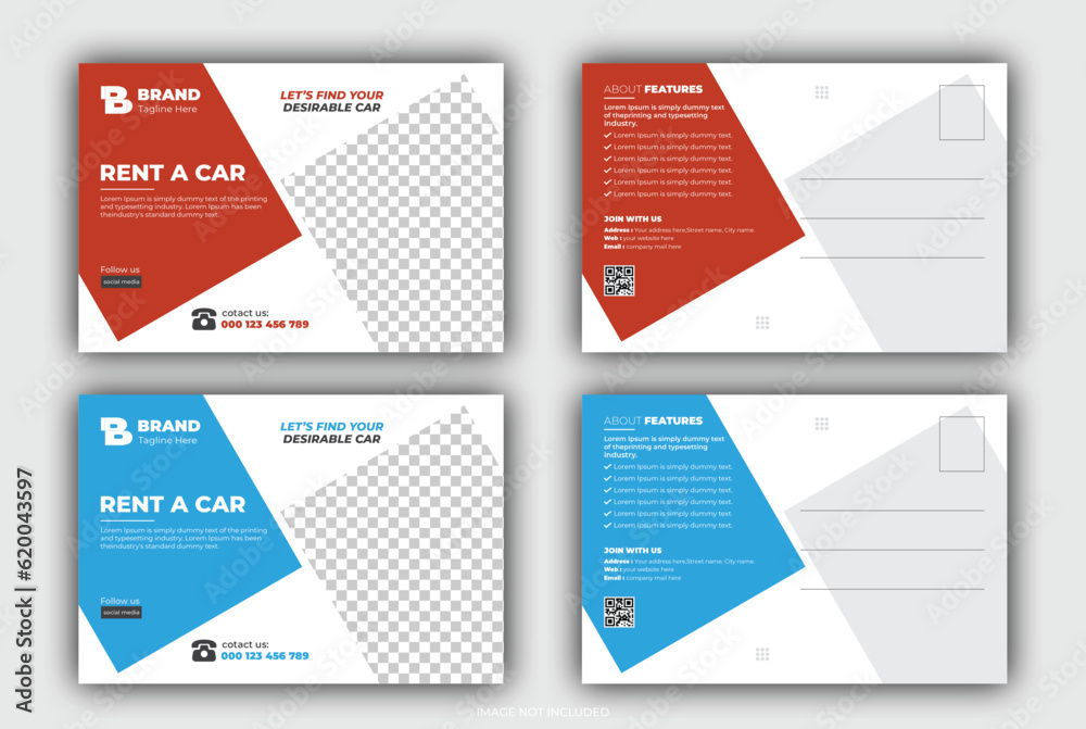 Rent A Car Postcard Template Design Rent A Car Postcard Template Design