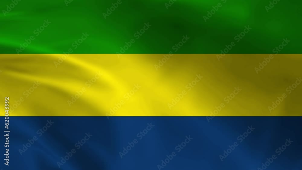 Gabon National Flag. 4K seamless loop animation of the Gabon flag. Realystic flag video animation Gabon National Flag. 4K seamless loop animation of the Gabon flag. Realystic flag video animation