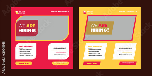 We are Hiring social media post banner design and square flyer template