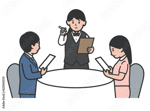 注文を聞くウエイトレスのイラスト

