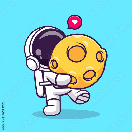 Cute Astronaut Bring Moon Cartoon Vector Icon Illustration.
Science Technology Icon Concept Isolated Premium Vector.
Flat Cartoon Style