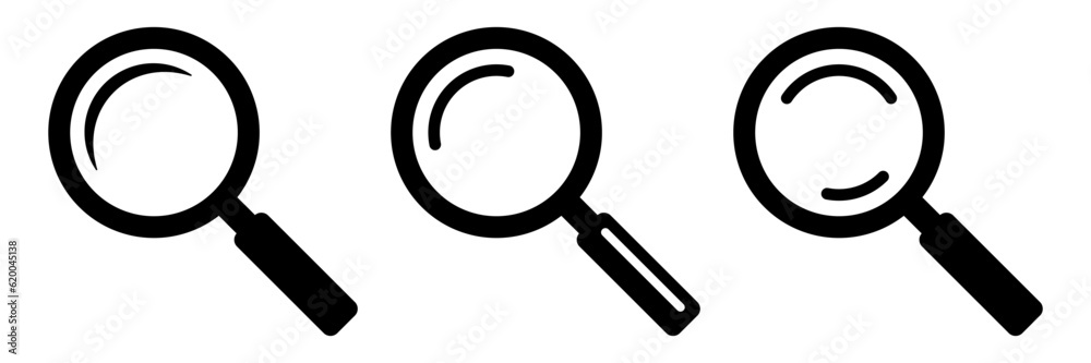 Magnifying glass icon, magnifier or loupe sign. Magnifying glass icon, magnifier or loupe sign.