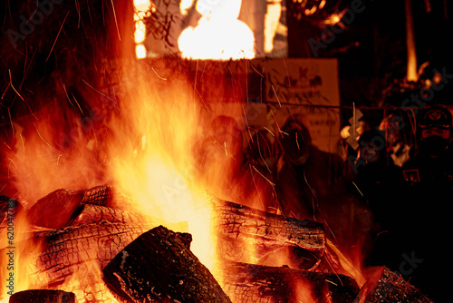和太鼓とかがり火、お焚き上げ photo