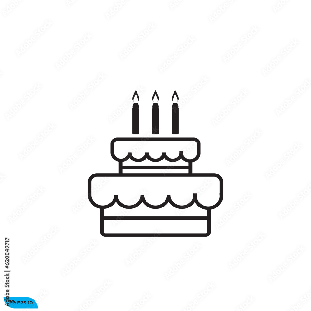 Icon vector graphic of birthday cake Icon vector graphic of birthday cake