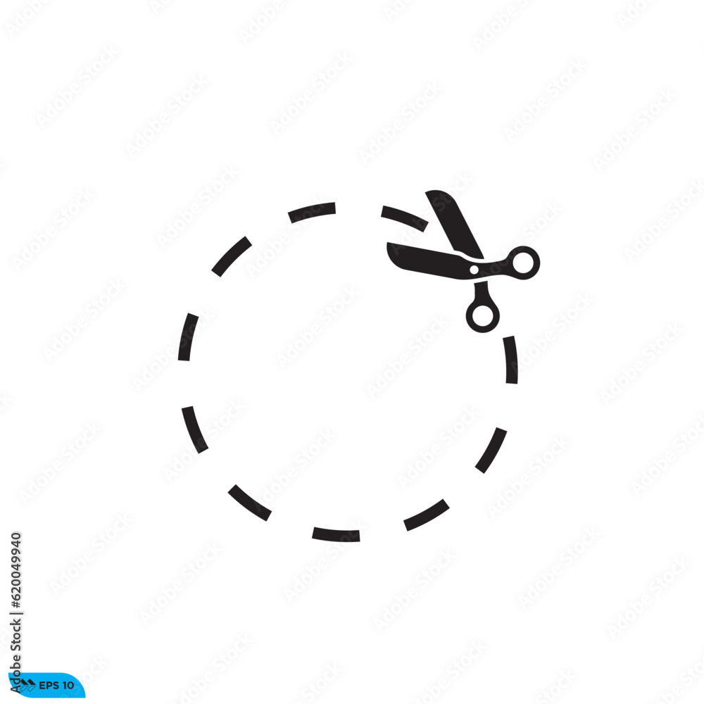 Icon vector graphic of scissors, cut here Icon vector graphic of scissors, cut here
