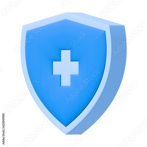 Protection 3d icon illustration.Healthcare and medical symbol.Anti shield logo