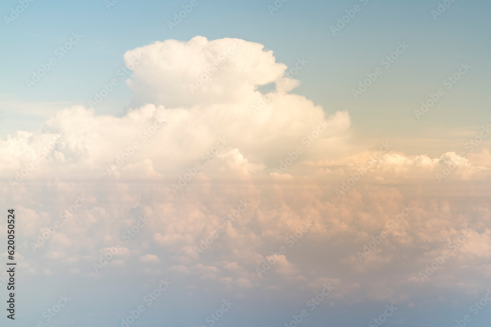 View of clouds and blue sky from above