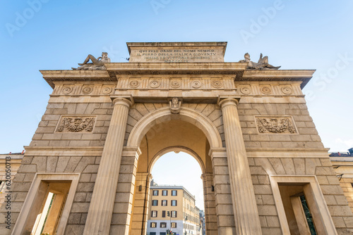 Porta Garibaldi gate with blue sky, Milan, Italy