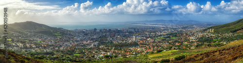 Fototapeta Naklejka Na Ścianę i Meble -  Aerial view of Cape Town skyline from lookout viewpoint