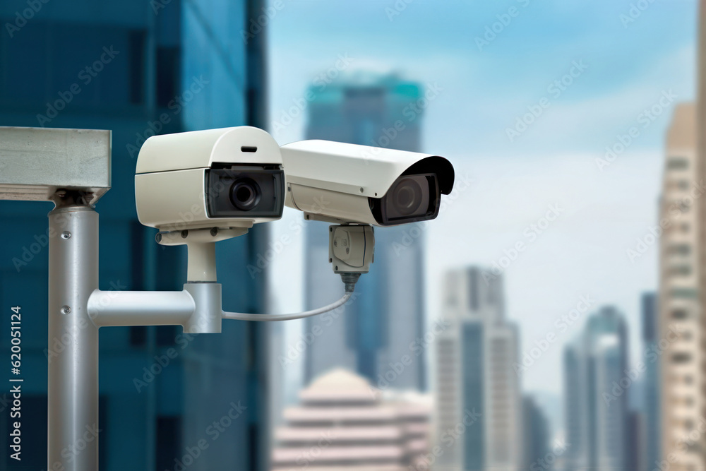 Surveillance camera monitoring the city, Generative AI Surveillance camera monitoring the city, Generative AI