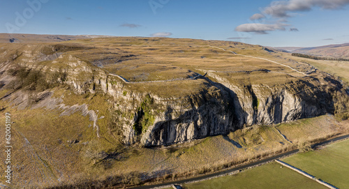 Aerial View of Kilnsey Crag, North Yorkshire photo