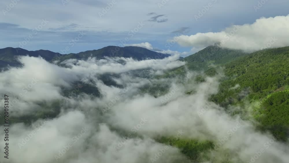 Peak Reflections: Aerial Odyssey of Cloud-covered Mountains in 4K