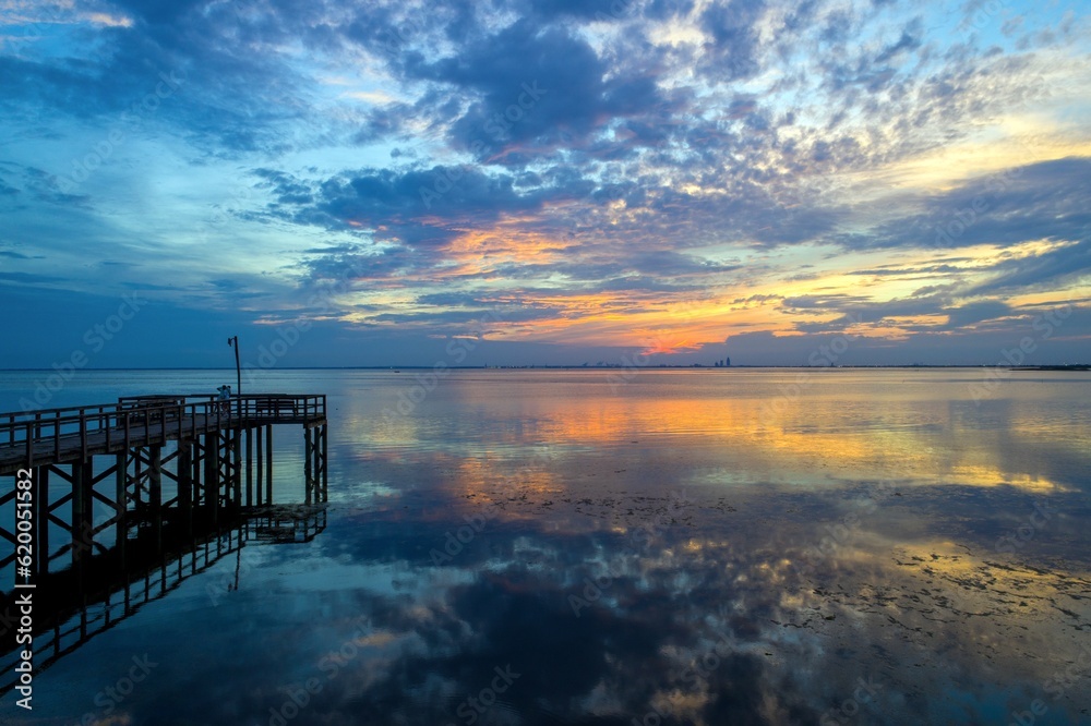Beautiful sunset on the Eastern shore of Mobile Bay