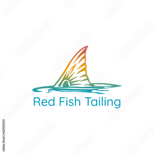 Red fishtail logo, suitable for the restaurant industry, fishermen, big fish fishing spots or anything related to the logo. photo