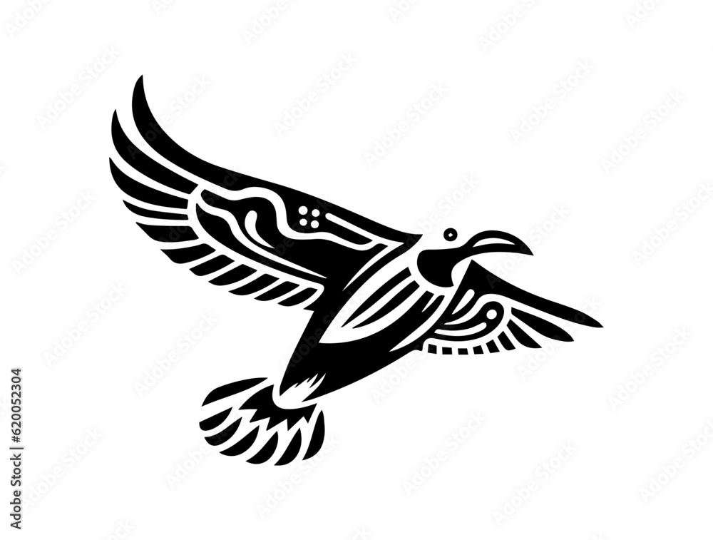 Obraz premium Seagull Tattoo stamp print Flight freedom peace in the world