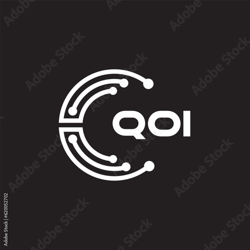 QOI letter technology logo design on black background. QOI creative initials letter IT logo concept. QOI letter design.	
