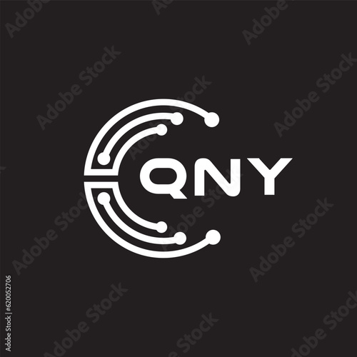 QNY letter technology logo design on black background. QNY creative initials letter IT logo concept. QNY letter design.	
 photo