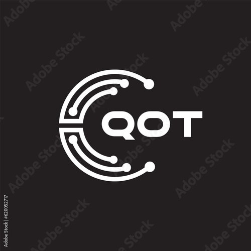 QOT letter technology logo design on black background. QOT creative initials letter IT logo concept. QOT letter design.	
 photo