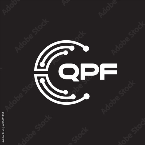 QPF letter technology logo design on black background. QPF creative initials letter IT logo concept. QPF letter design.  