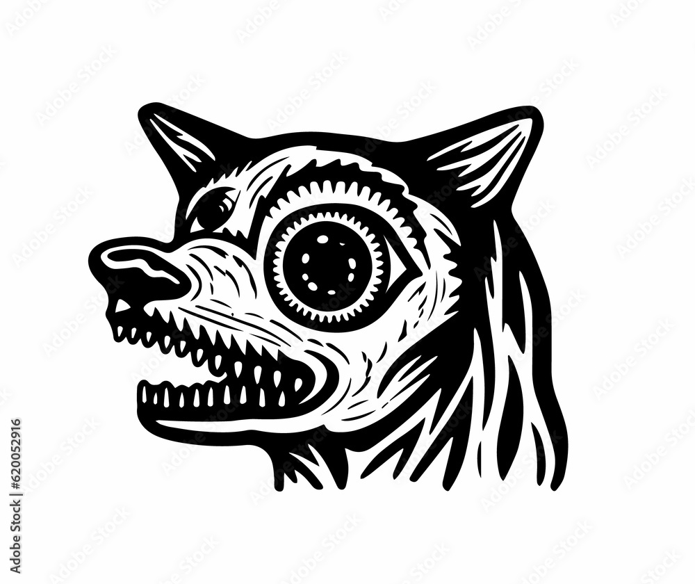 Naklejka premium Logo tattoo angry dog stamp ex libris
