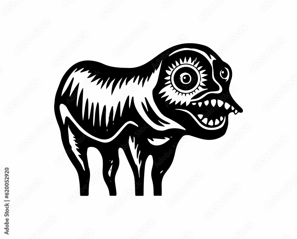 Fototapeta premium Logo tattoo angry dog stamp ex libris