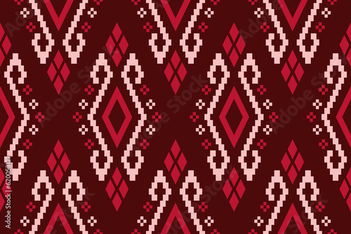 Red traditional ethnic pattern paisley flower Ikat background abstract Aztec African Indonesian Indian seamless pattern for fabric print cloth dress carpet curtains and sarong