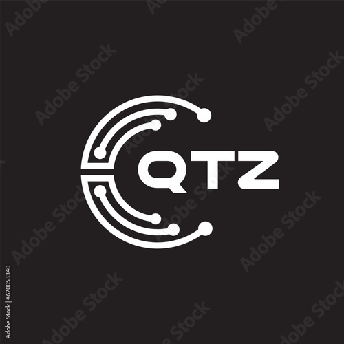 QTZ letter technology logo design on black background. QTZ creative initials letter IT logo concept. QTZ letter design.  