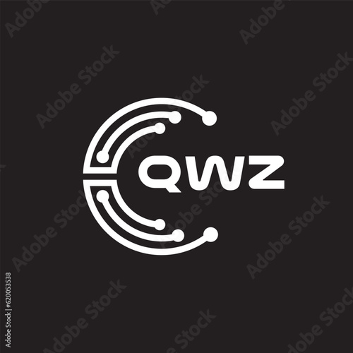 QWZletter technology logo design on black background. QWZcreative initials letter IT logo concept. QWZsetting shape design 