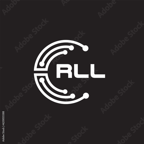 RLL letter technology logo design on black background. RLL creative initials letter IT logo concept. RLL setting shape design.
 photo