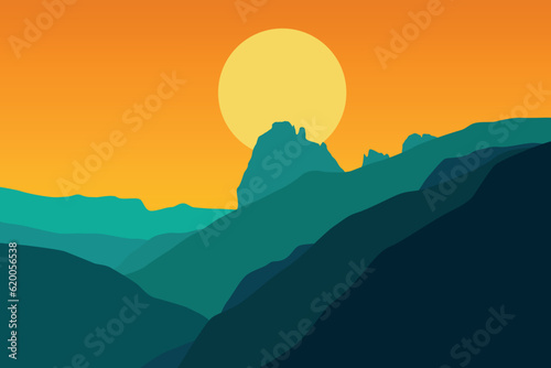Wallpaper landscape with a colorful tone. Vector illustration for background design.