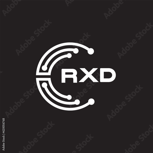 RXD letter technology logo design on black background. RXD creative initials letter IT logo concept. RXD setting shape design.
 photo