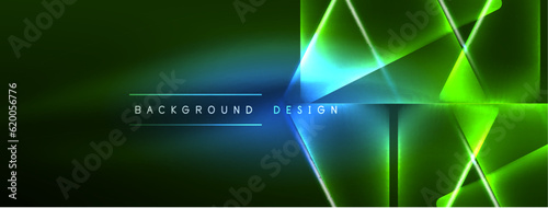Vibrant Geometric Neon Shiny Line Background. A Bold and Stunning Display of Shapes, Lines, Colors, and Glow, Perfect for Futuristic Modern Designs, Hi-tech Presentations, Technology Web Pages