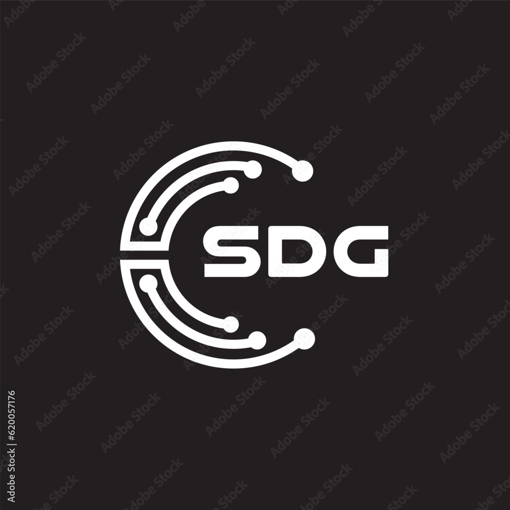 SDG letter technology logo design on black background. SDG creative initials letter IT logo concept. SDG setting shape design.
