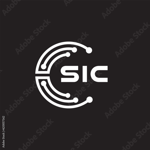 SIC letter technology logo design on black background. SIC creative initials letter IT logo concept. SIC setting shape design.

