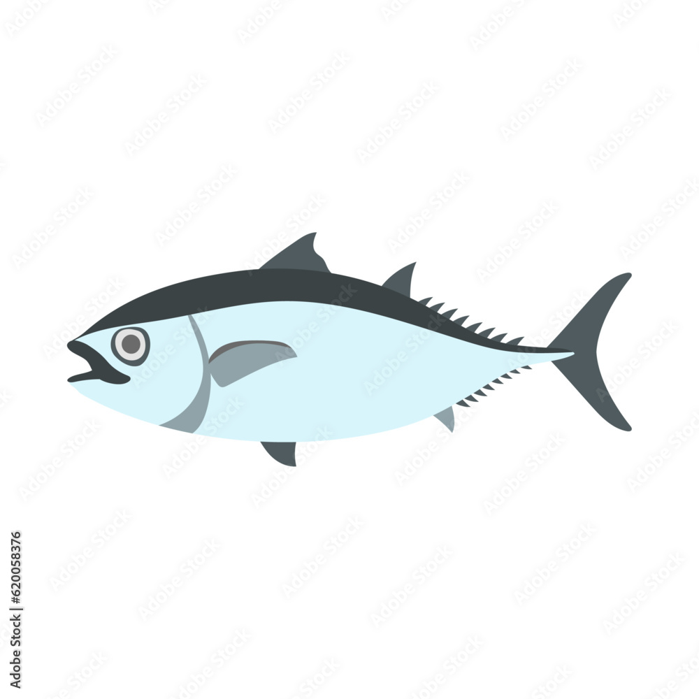 クロマグロ（ホンマグロ）。フラットなベクターイラスト。
Pacific bluefin tuna. Flat designed vector illustration.