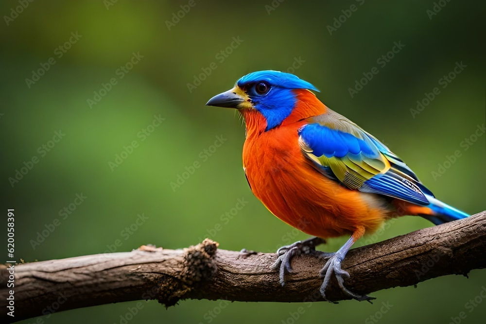 red and blue bird