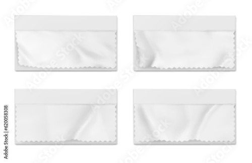 Zigzag fabric swatch piece sample vector mockup. Realistic 3d isolated blank tailor sewing textile template on notepad frame. Canvas swatches clipart for moodboard set. Fashion cloth material design