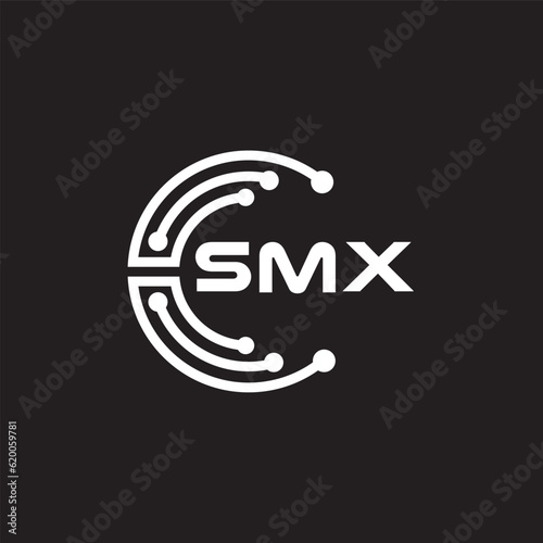 SMX letter technology logo design on black background. SMX creative initials letter IT logo concept. SMX setting shape design.
 photo