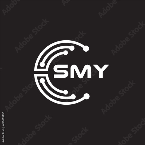 SMY letter technology logo design on black background. SMY creative initials letter IT logo concept. SMY setting shape design.
 photo