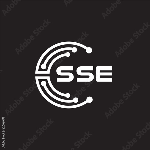 SSE letter technology logo design on black background. SSE creative initials letter IT logo concept. SSE setting shape design.
 photo