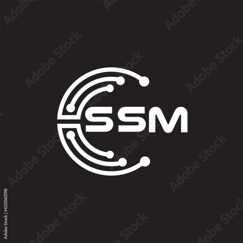 SSM letter technology logo design on black background. SSM creative initials letter IT logo concept. SSM setting shape design.
 photo